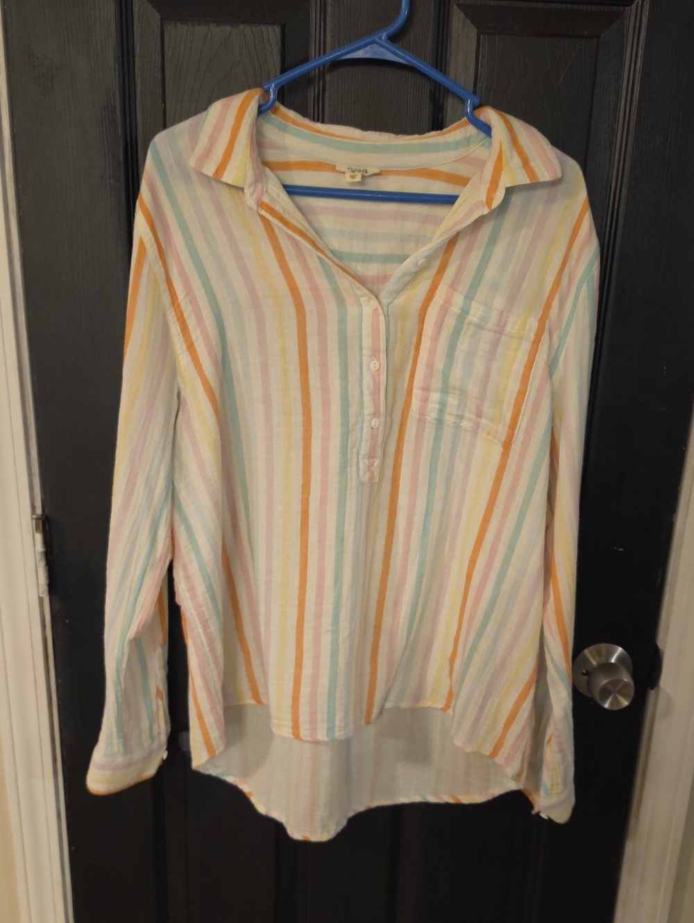 a.n.a Pastel Multicolor Stripe Button-Down Pullover Shirt